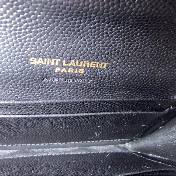 Saint Laurent CASSANDRE MATELASSÉ BLACK ENVELOPE WALLET GRAIN DE POUDRE LEATHER - Picture 12 of 12